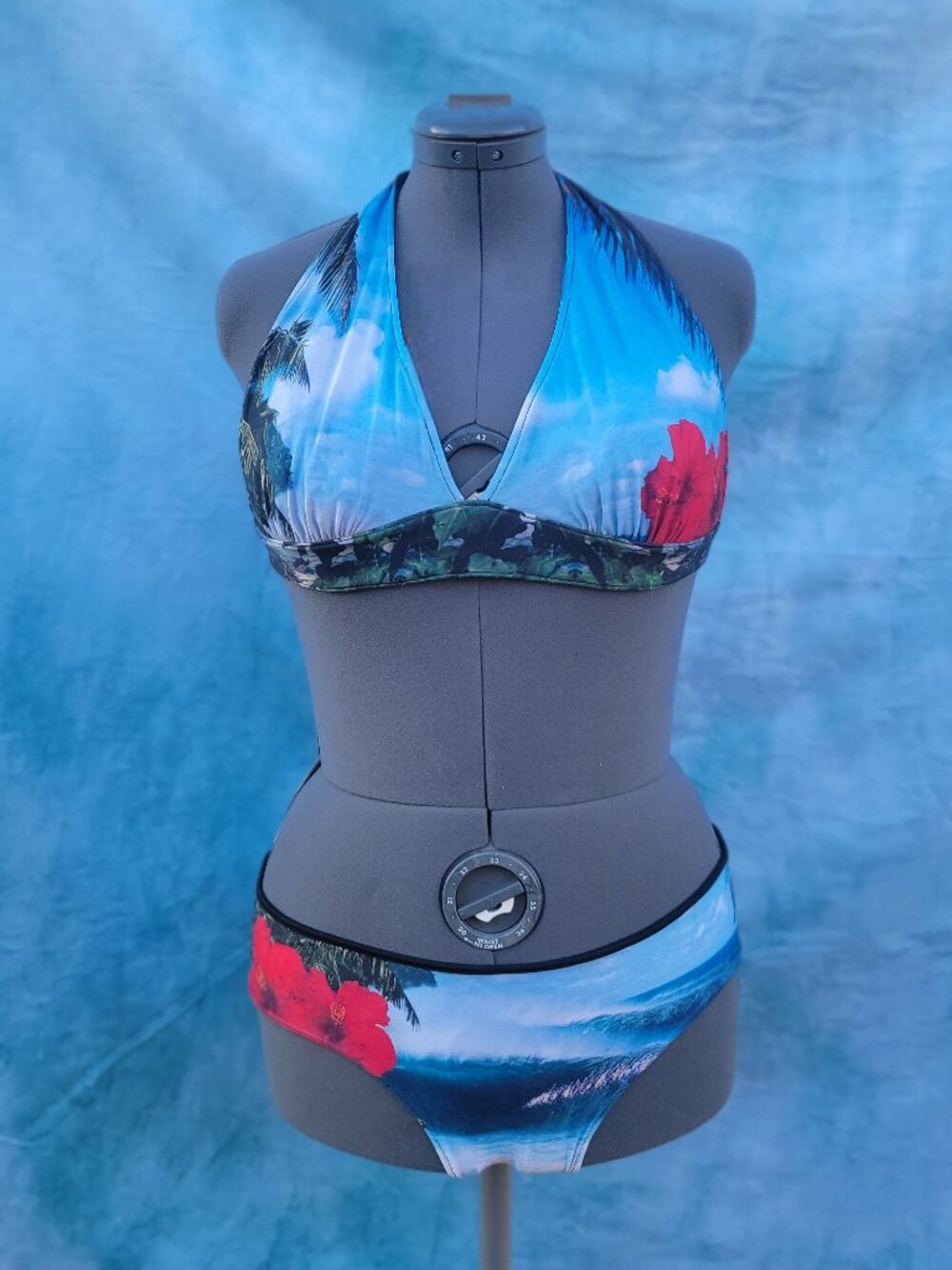 Tropical Print Sexy Y2K Halter Top Bikini Aaron Chang